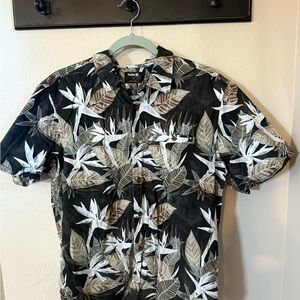 Hurley Black and Tan Leaf Print Casual Shirt